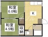 清水コーポ　Ｄ棟 2Kの間取り