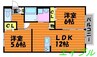 ヴィラレインボーＢ 2LDKの間取り