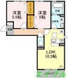 セカンドコート　B棟 2LDKの間取り