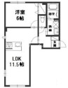 ソラーナ福井 1LDKの間取り