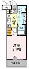 フォレスタ岡山医大南 1Kの間取り