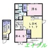 アメニティレジデンス木下Ｂ 2LDKの間取り