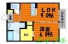 ジョイフルタウン西岡 1LDKの間取り