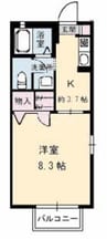 ウィズダム田井Ⅱ 1Kの間取り
