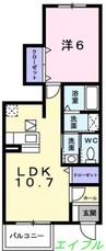 アプローズ　Ⅱ 1LDKの間取り