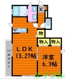 ソレイユA 1LDKの間取り