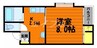 ヂュエルヤマサキ　B棟 1Kの間取り