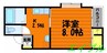 ヂュエルヤマサキ　B棟 1Kの間取り