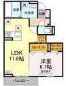 エフフォーリア 1LDKの間取り