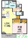 エフフォーリア 1LDKの間取り