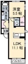 シャーメゾンリラ　Ａ棟 1LDKの間取り
