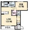 ヴィラージュ　参番館 1LDKの間取り