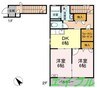 グランシード三宅 2DKの間取り
