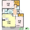 プラシード三宅 2LDKの間取り