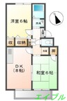グローリーハウス的場Ａ 2DKの間取り