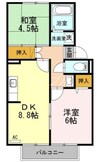 サンコーポ塩津　A棟 2DKの間取り