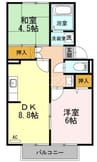 サンコーポ塩津　A棟 2DKの間取り