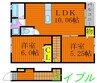 フォレスト平野　東棟 2LDKの間取り