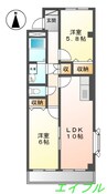 ＢＥＬＬ　ＣＲＥＳＴⅡ 2LDKの間取り