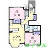メロウ　グローブＣ 2LDKの間取り