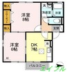 サンセール植田 2DKの間取り