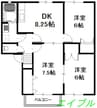 パークサイドハイツ 3DKの間取り