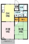 ウインドワード　B棟 2DKの間取り