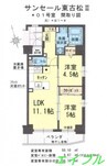 サンセール東古松Ⅱ 2LDKの間取り