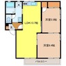 レーベンハイツD棟 2LDKの間取り