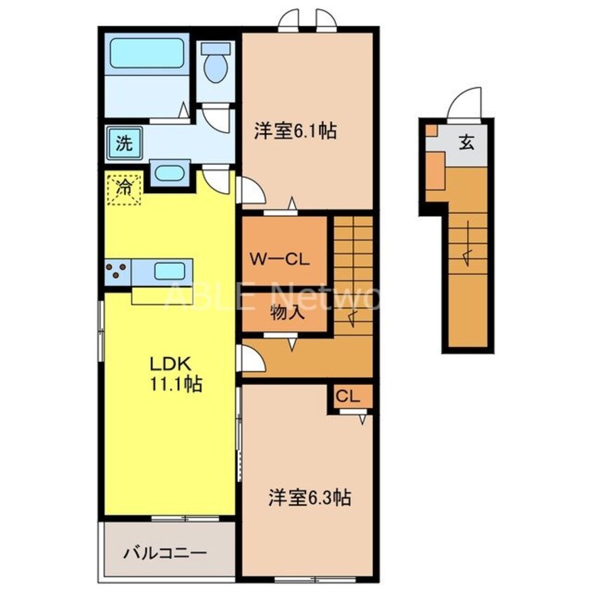 間取図 マカニ　レア　A