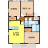 グラン・ドミール古賀Ａ棟 3LDKの間取り