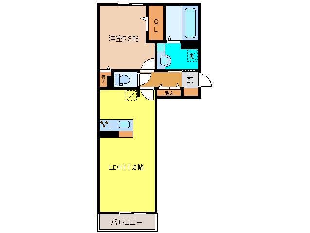 カーサステラⅡ 1LDKの間取り