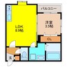 ドラゴンフィールド鳥栖 1LDKの間取り