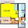 フリーデンやりた 1LDKの間取り