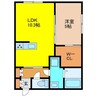 K-ideal TOSU Ⅱ B棟 1LDKの間取り