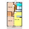 グランディール壱番館 2LDKの間取り