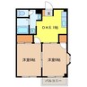 サンヒルズ中島 2DKの間取り
