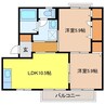 グレースコート上峰A棟 2LDKの間取り