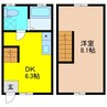 ikka豆津 A棟 1DKの間取り
