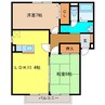 ヴューコスモA棟 2LDKの間取り
