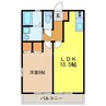 峯　Ａ棟 1LDKの間取り