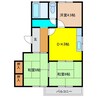 サンヒルズB棟 3DKの間取り