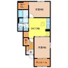 ライズピークB 2DKの間取り