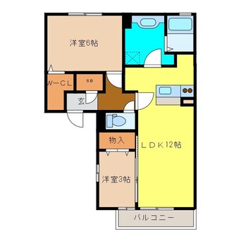 間取図 ヴィルヌーブ伍番街　B棟