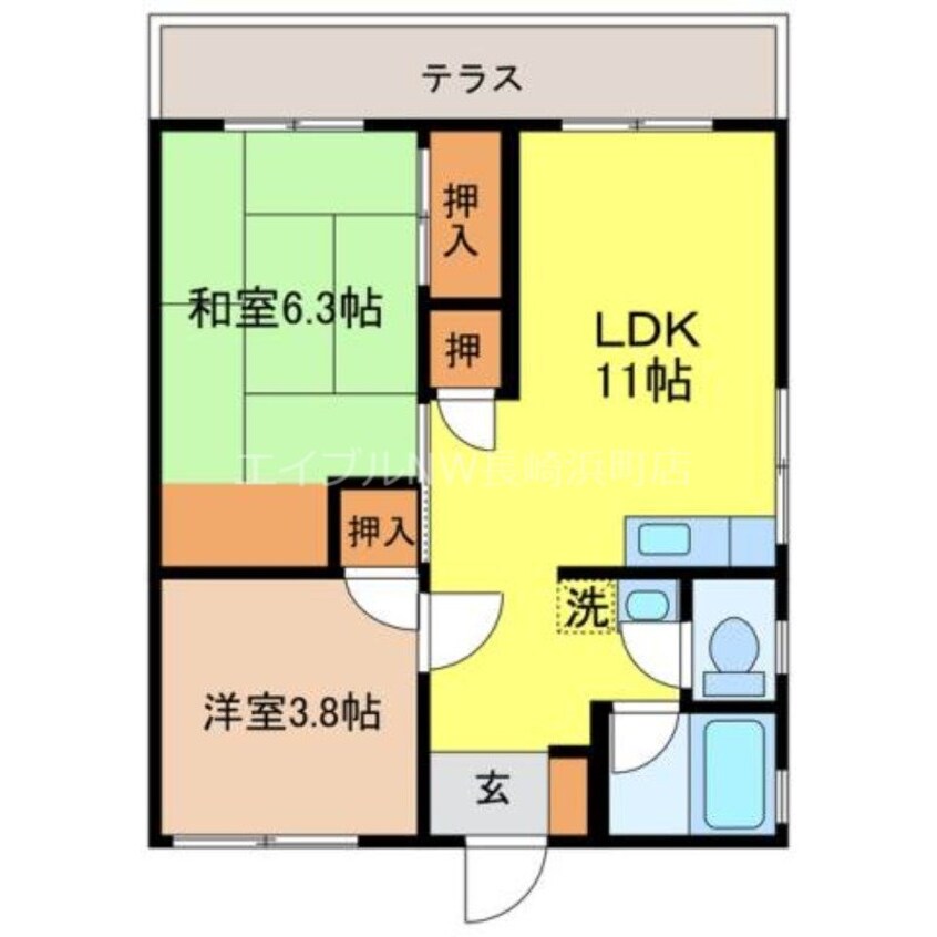 間取図 長崎本線/市布駅 徒歩22分 1階 築50年