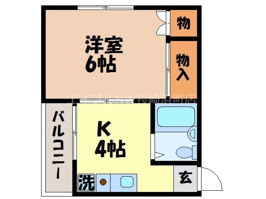 間取図 長崎市電１系統<長崎電気軌道>/昭和町通駅 徒歩4分 4階 築42年