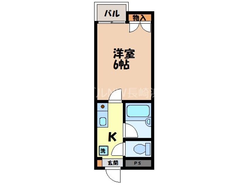 間取図 長崎市電１系統<長崎電気軌道>/岩屋橋駅 徒歩3分 2階 築34年