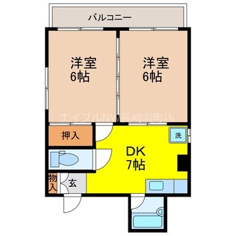 間取図 長崎市電１系統<長崎電気軌道>/宝町駅 徒歩3分 3階 築37年