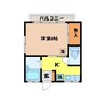 上西山ハイツ 1Kの間取り