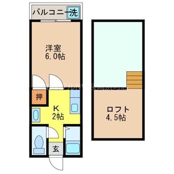 間取図 長崎市電１系統<長崎電気軌道>/若葉町駅 徒歩36分 2階 築32年